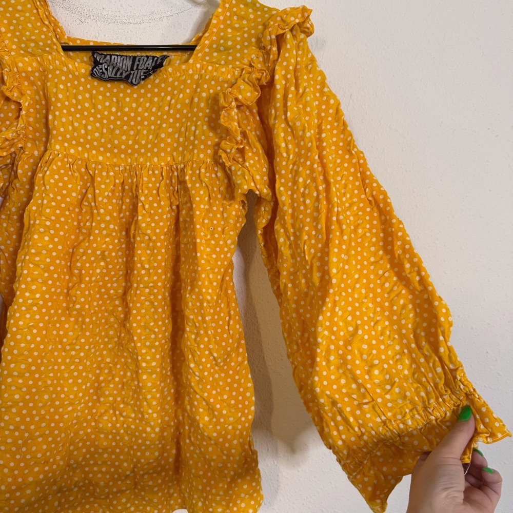 Marion foale and sally tuffin vintage orange polka dot ruffle blouse - Picture 4 of 4